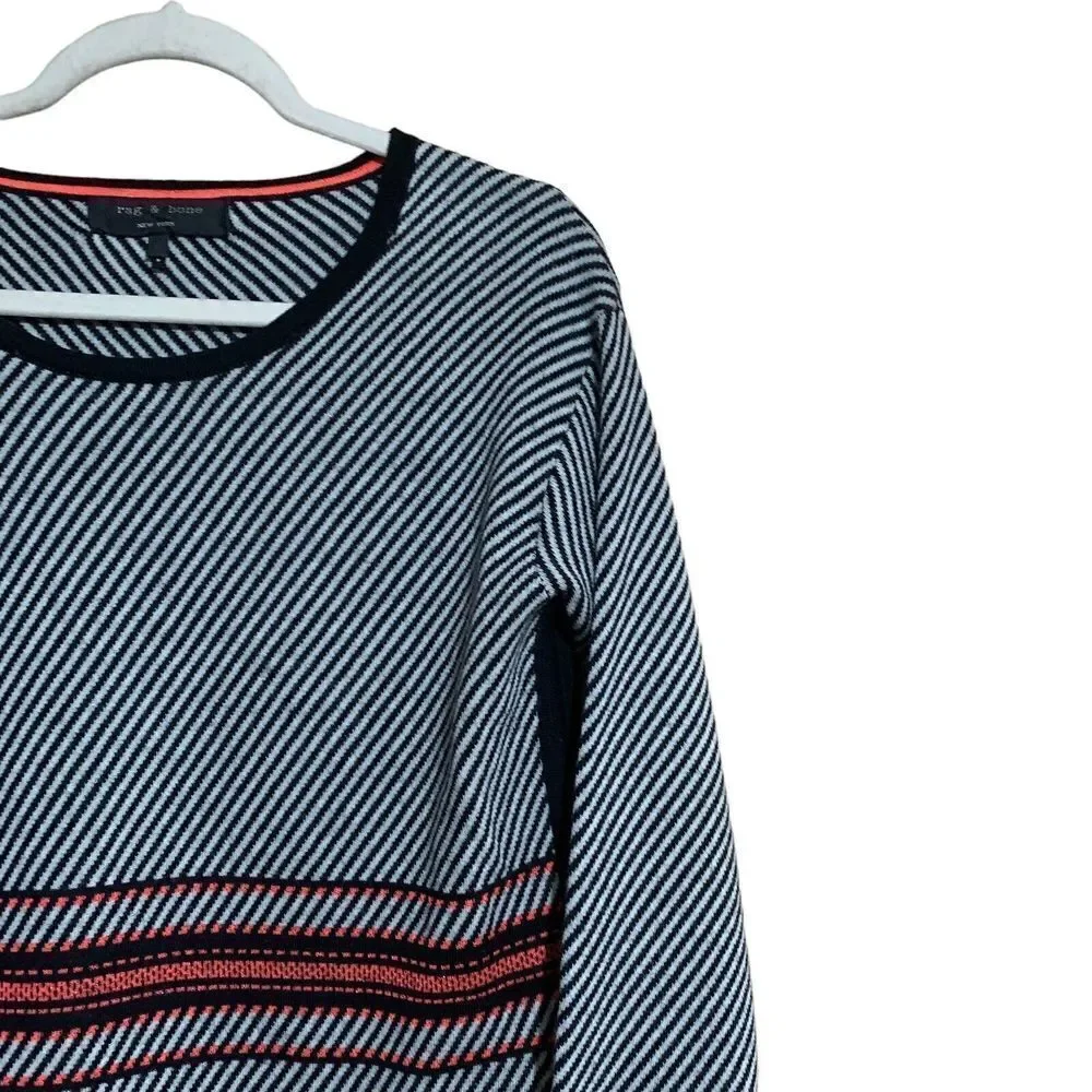 Rag & Bone Size Small Multicolor Dawn Stripe Merino Wool Blend Pullover Sweater - Picture 3 of 8